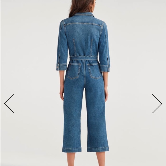 7 for all Mankind vintage cropped denim jumpsuit - Picture 4 of 15